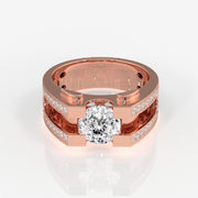 Portuguese Cut Lab Grown Diamond Men's 14K Yellow Gold Ring
