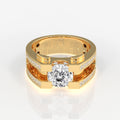 Portuguese Cut Lab Grown Diamond Men's 14K Yellow Gold Ring