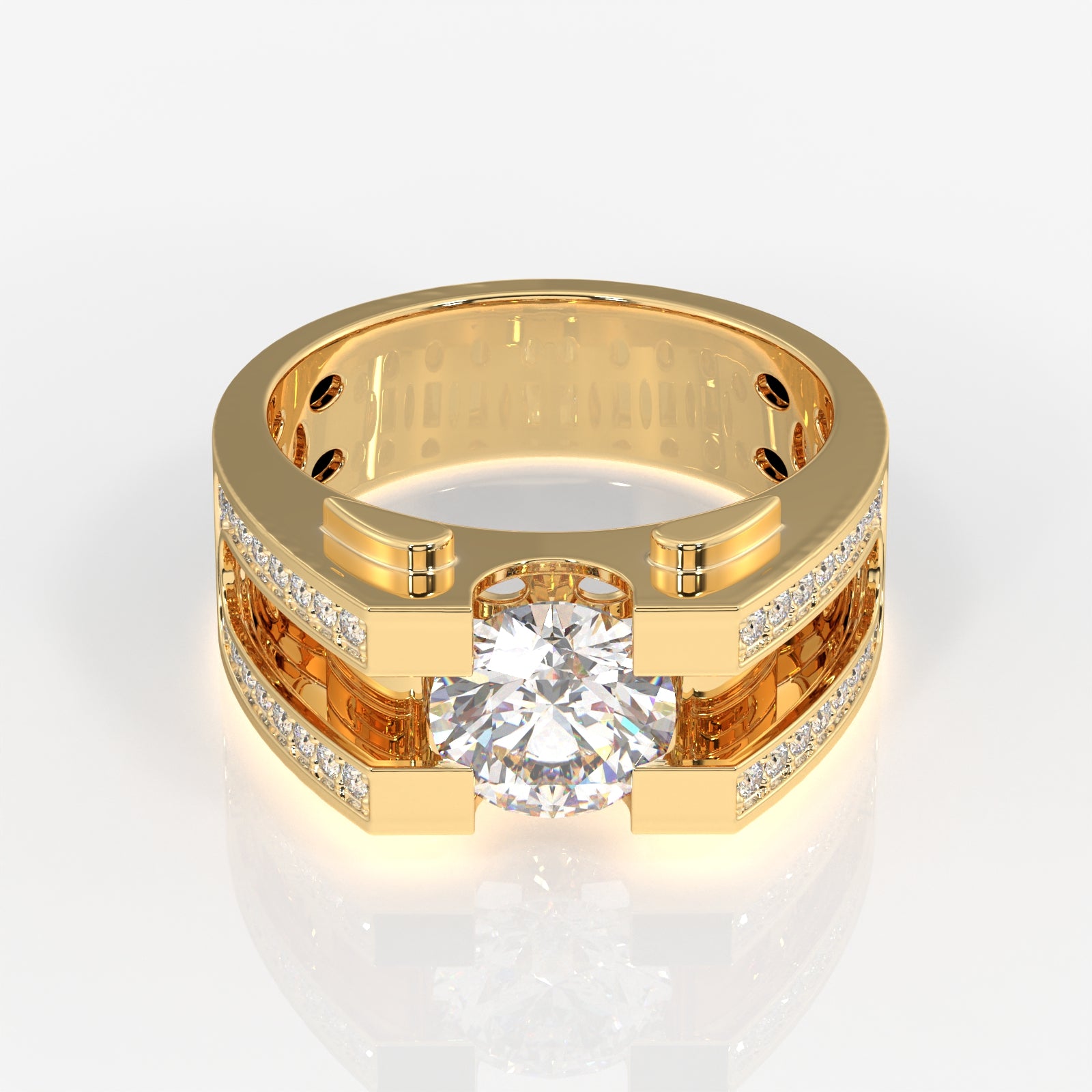 Moissanite Diamond, Albert Men's 18k Gold Ring