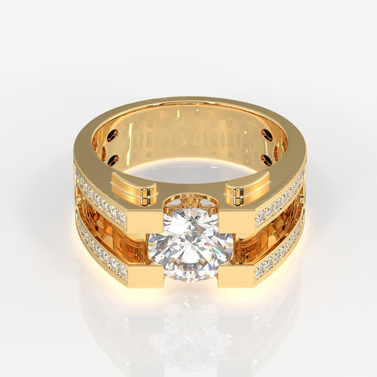 Moissanite Diamond, Albert Men's 18k Gold Ring