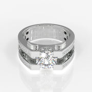 Moissanite Diamond, Albert Men's Sterling Silver Ring