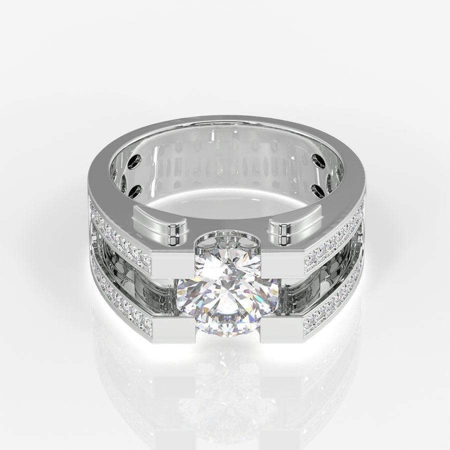 Moissanite Diamond, Albert Men's Sterling Silver Ring