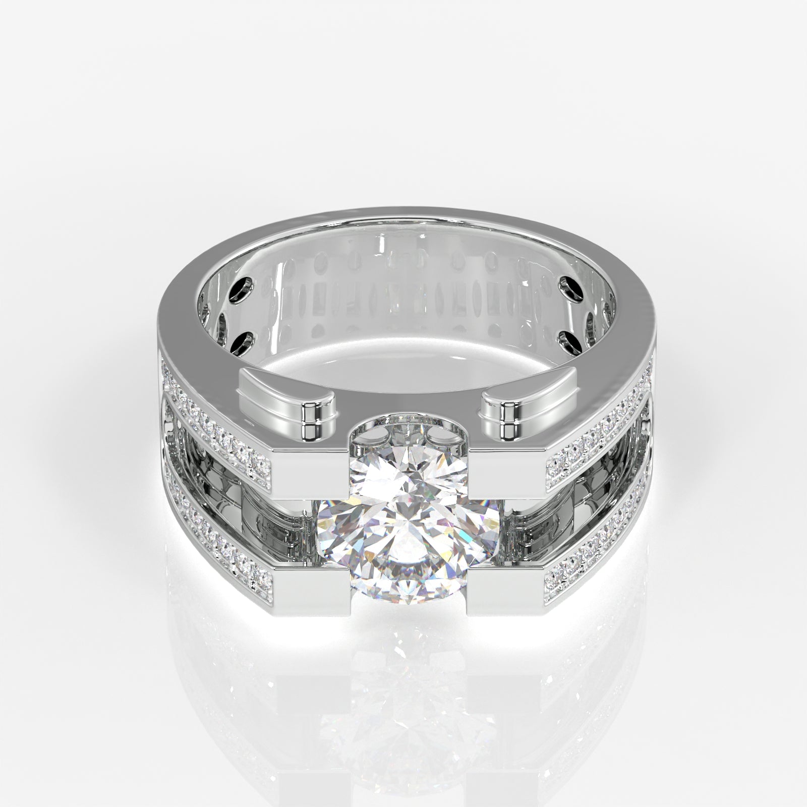 Moissanite Diamond, Albert Men's 18k Gold Ring