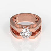 Moissanite Diamond, Albert Men's Sterling Silver Ring