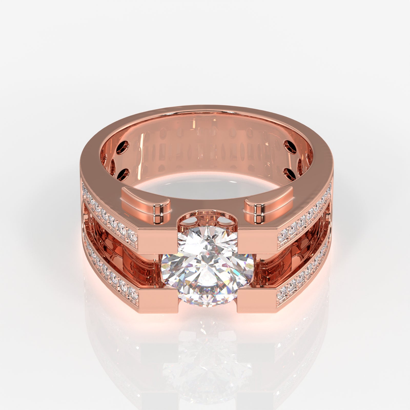 Moissanite Diamond, Albert Men's Sterling Silver Ring