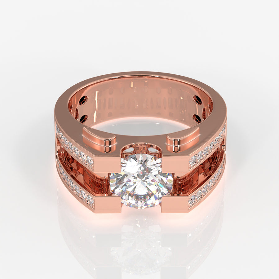 Moissanite Diamond, Albert Men's Sterling Silver Ring