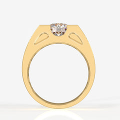 Moissanite Diamond, Albert Men's Rhodium Plated 14k Gold Ring