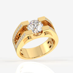 Moissanite Diamond, Albert Men's Rhodium Plated 14k Gold Ring