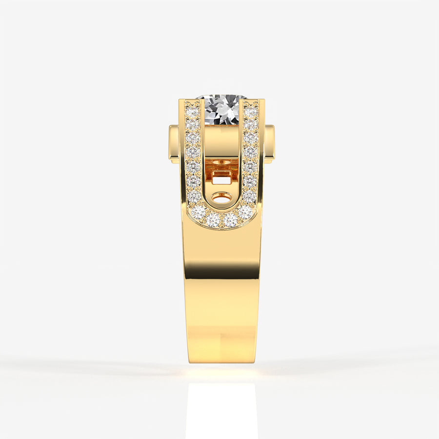 Portuguese Cut Lab Grown Diamond Men's 14K Yellow Gold Ring