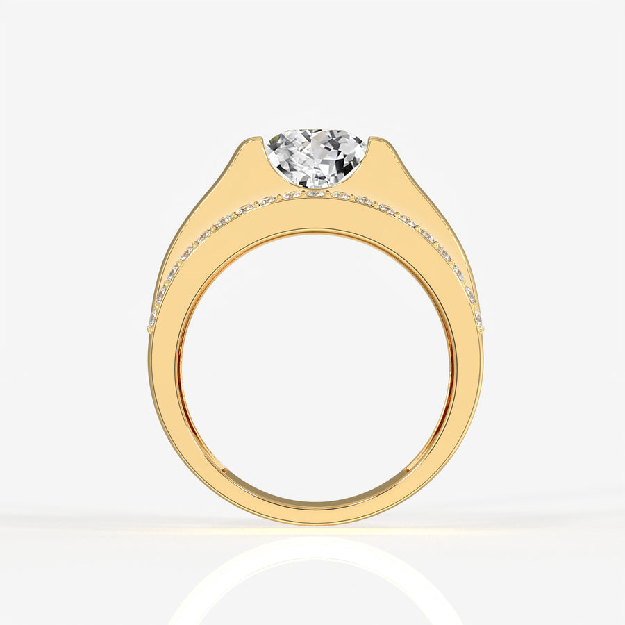 Portuguese Cut Moissanite Diamond, Matt Men's Sterling Silver Ring