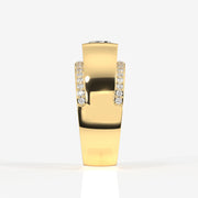 Portuguese Cut Moissanite Diamond, Matt Men's Sterling Silver Ring