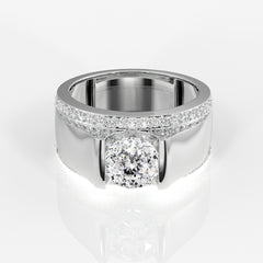 Portuguese Cut Lab Grown Diamond Men's 14K Yellow Gold Ring