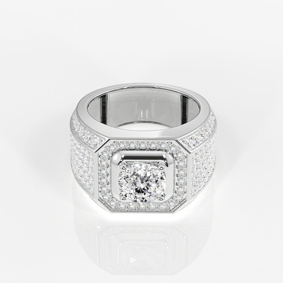 Portuguese Cut Lab Grown Diamond Men's 14K Yellow Gold Ring