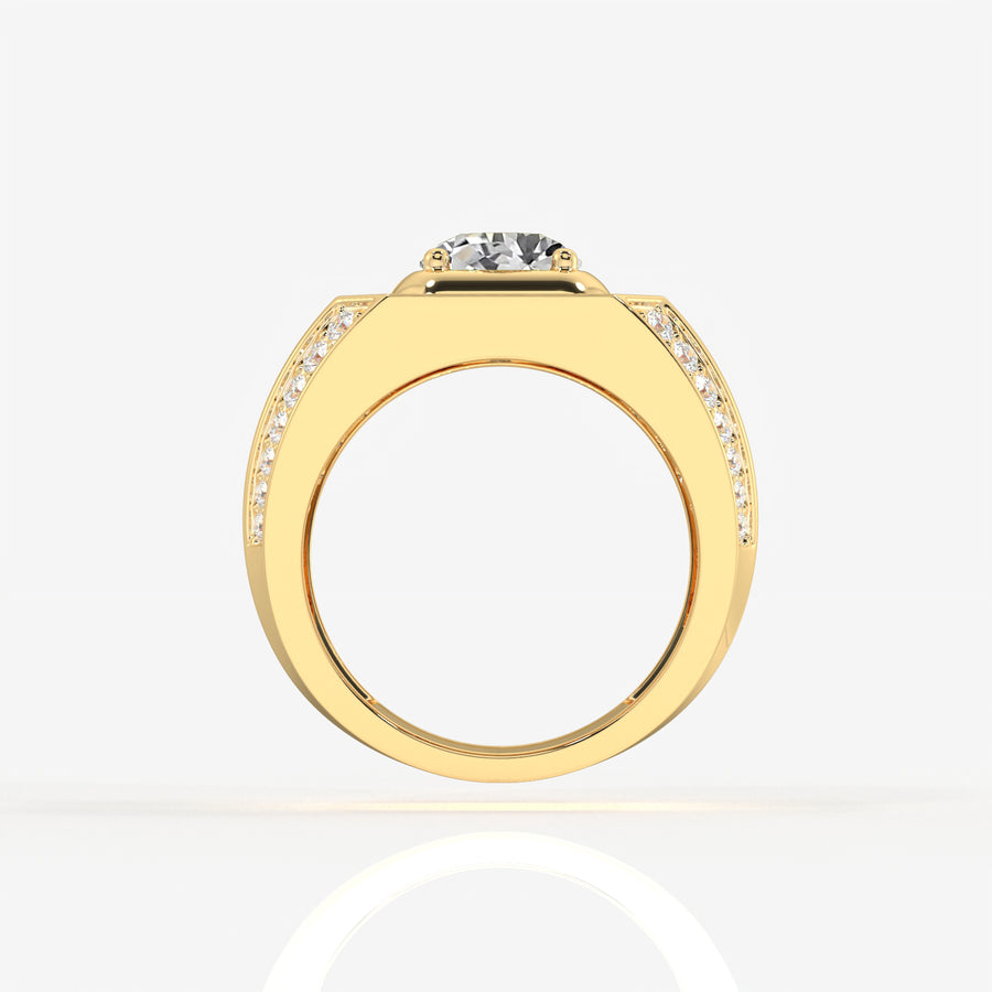 Portuguese Cut Lab Grown Diamond Men's 14K Yellow Gold Ring