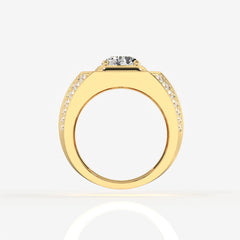 Portuguese Cut Lab Grown Diamond Men's 14K Yellow Gold Ring