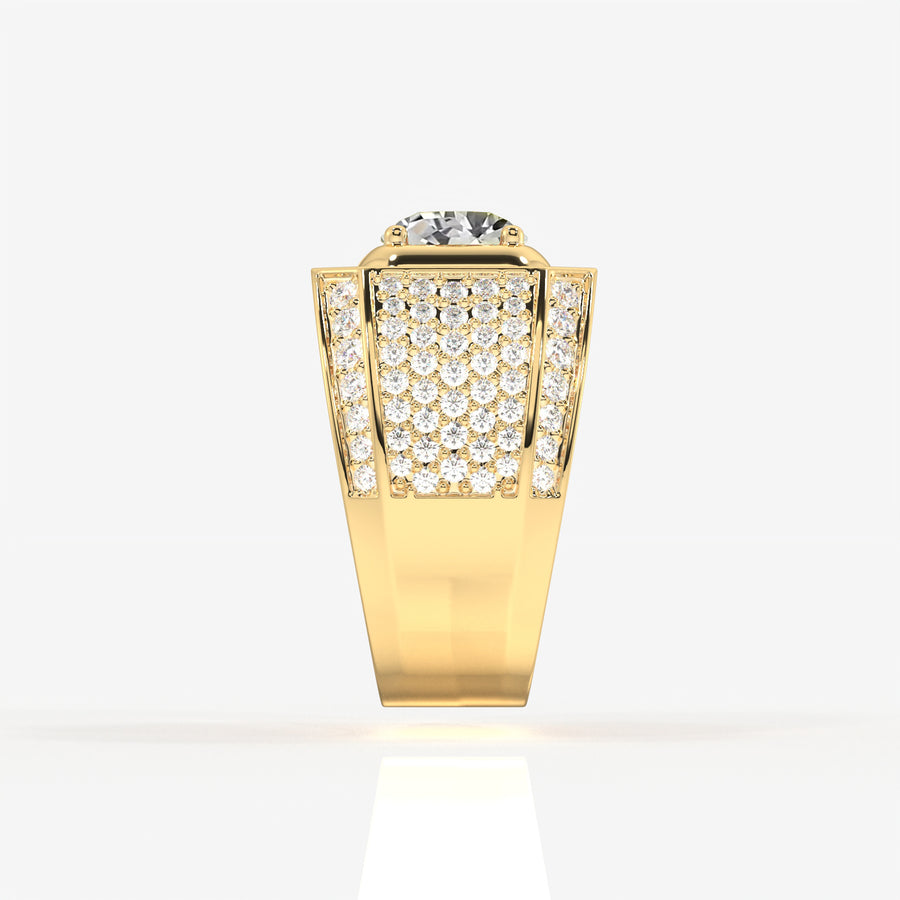 Portuguese Cut Lab Grown Diamond Men's 14K Yellow Gold Ring