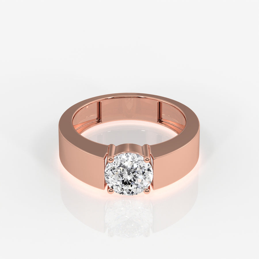 Portuguese Cut Moissanite Diamond, Simple Classic Men's Sterling Silver Ring