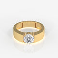 Portuguese Cut Moissanite Diamond, Simple Classic Men's Sterling Silver Ring