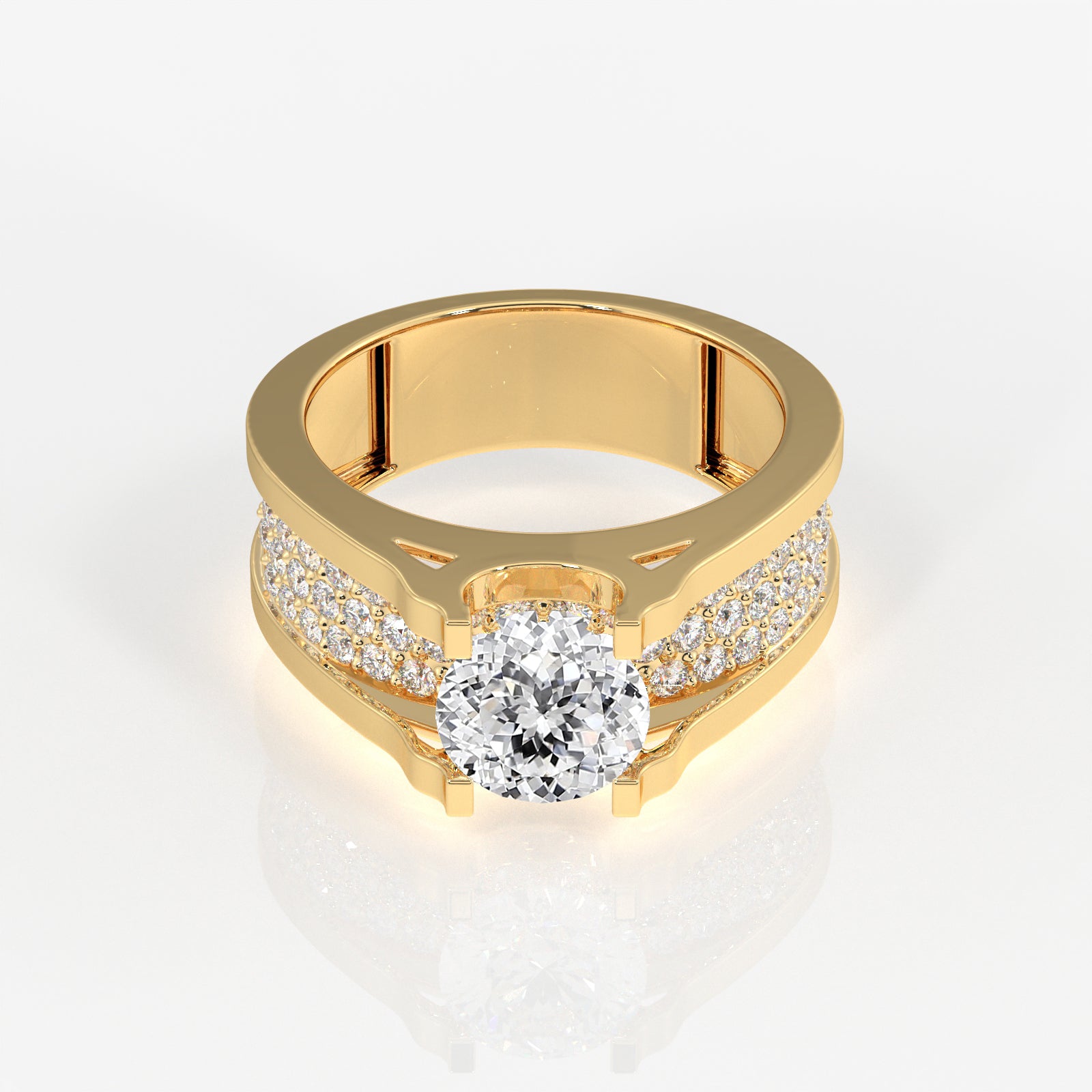Portuguese Cut Moissanite Diamond, Bruce Men's Sterling Silver Ring
