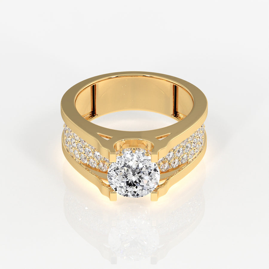 Portuguese Cut Moissanite Diamond, Bruce Men's Sterling Silver Ring