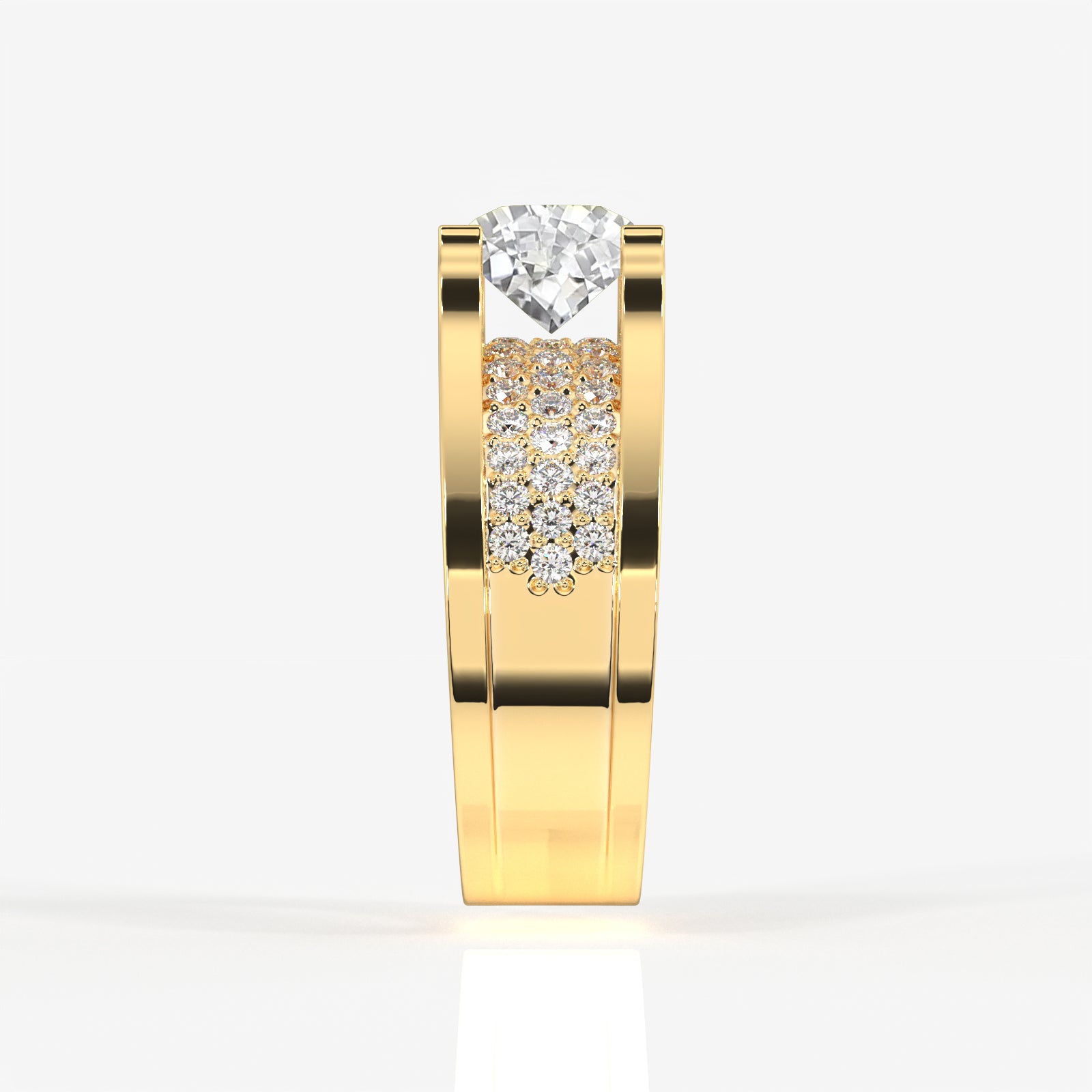 Portuguese Cut Moissanite Diamond, Bruce Men's Sterling Silver Ring