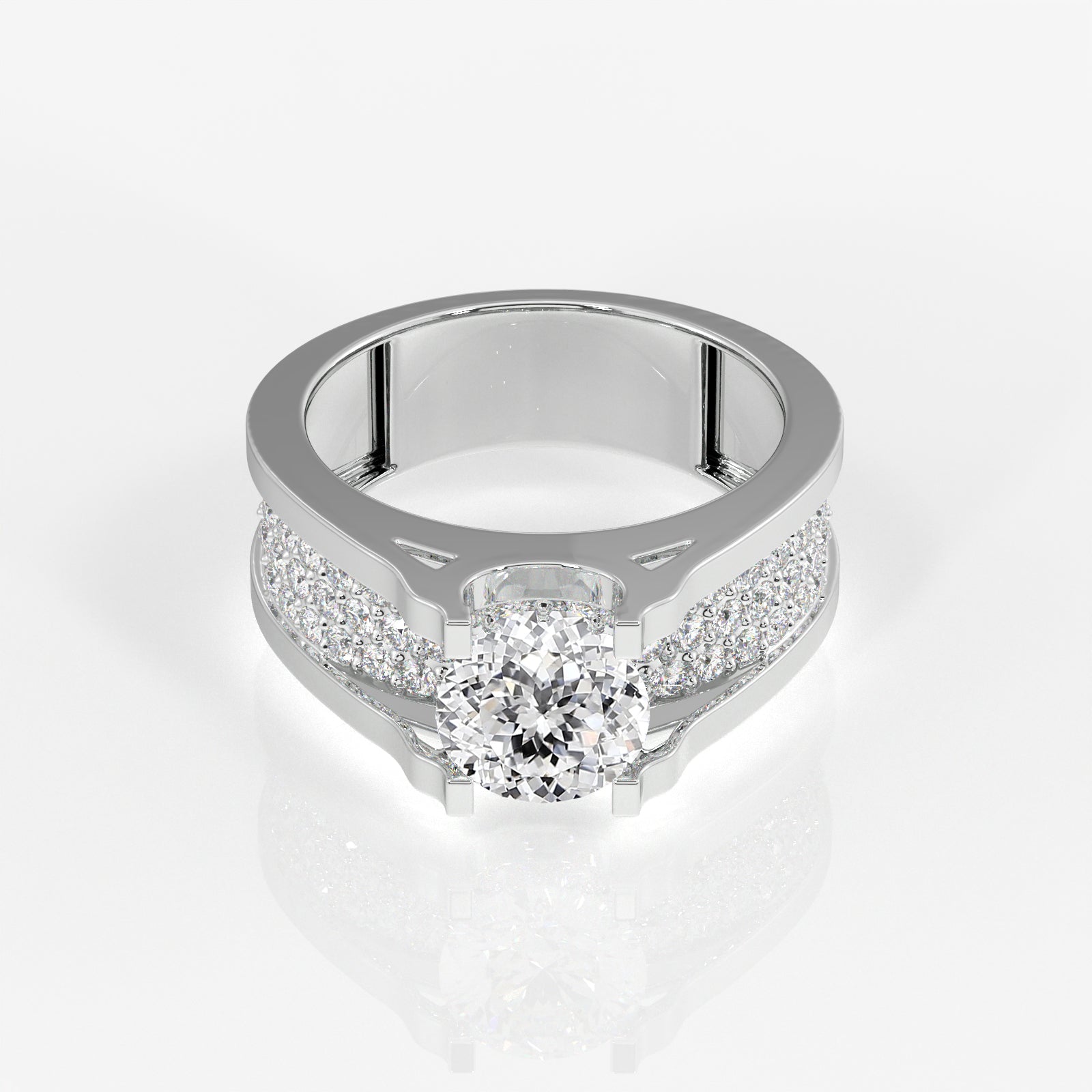 Portuguese Cut Moissanite Diamond, Bruce Men's Sterling Silver Ring
