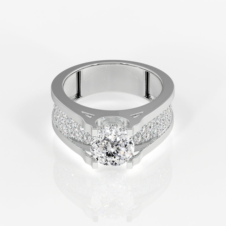 Portuguese Cut Moissanite Diamond, Bruce Men's Sterling Silver Ring