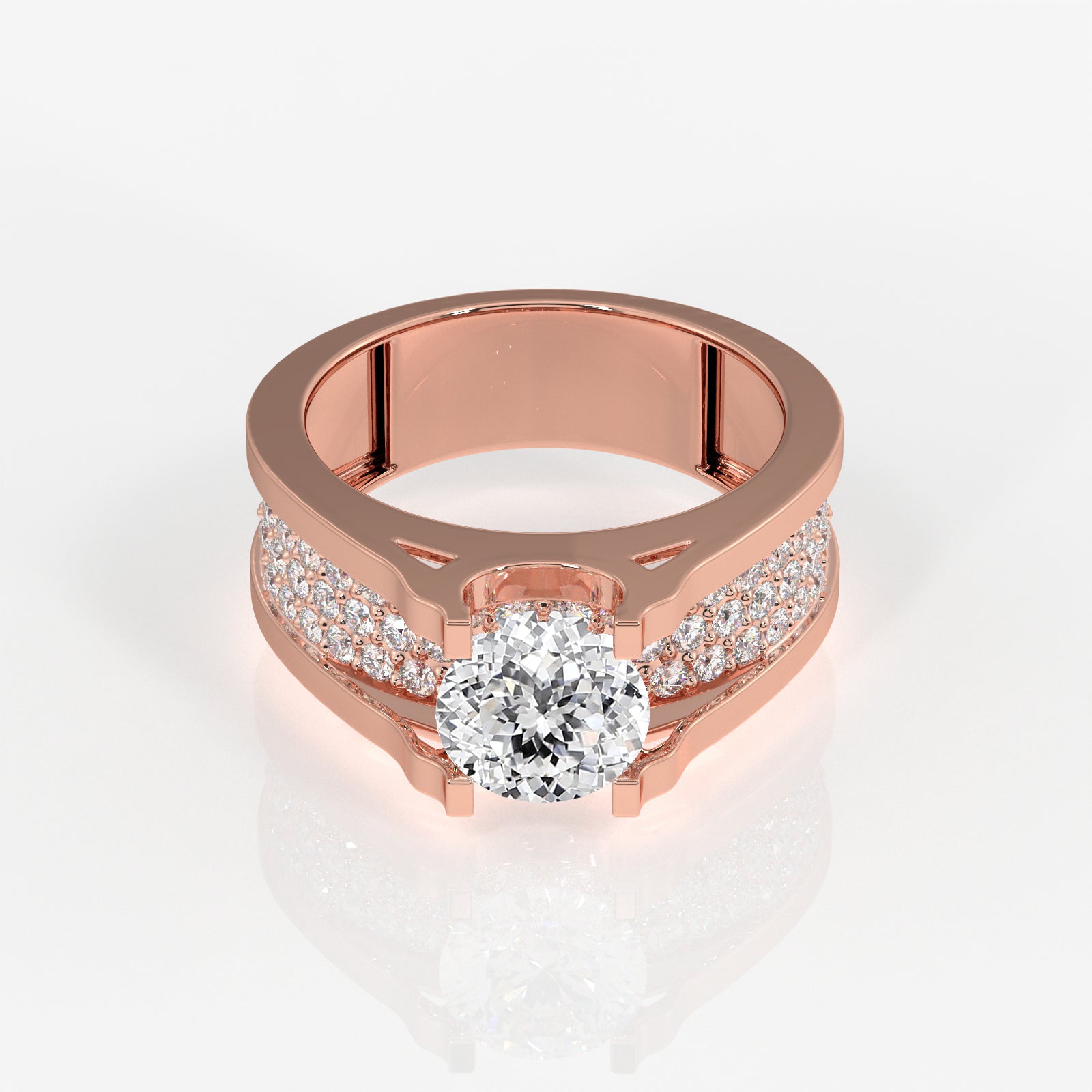 Portuguese Cut Moissanite Diamond, Bruce Men's Sterling Silver Ring