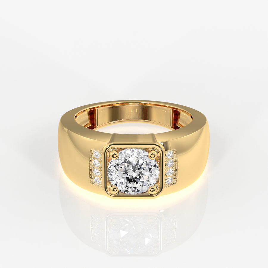 Portuguese Cut Moissanite Diamond, Luther Men's Sterling Silver Ring