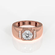 Portuguese Cut Moissanite Diamond, Luther Men's Sterling Silver Ring
