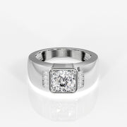 Portuguese Cut Moissanite Diamond, Luther Men's Sterling Silver Ring