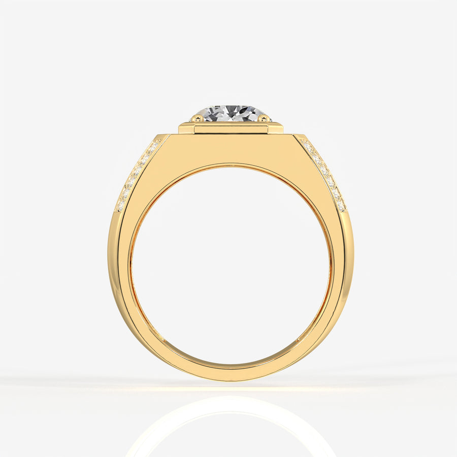Portuguese Cut Moissanite Diamond, Men' s Unique Engagement Sterling Silver Ring