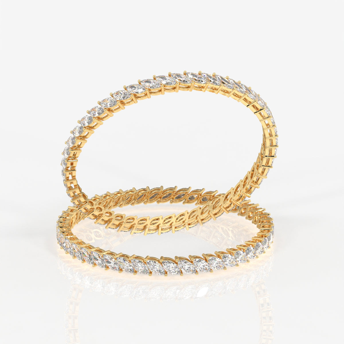 Marquise Cut Moissanite Diamond 18K Gold Bangle