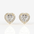 Halo Heart Cut Lab Grown Diamond Stud 14K Gold Earrings