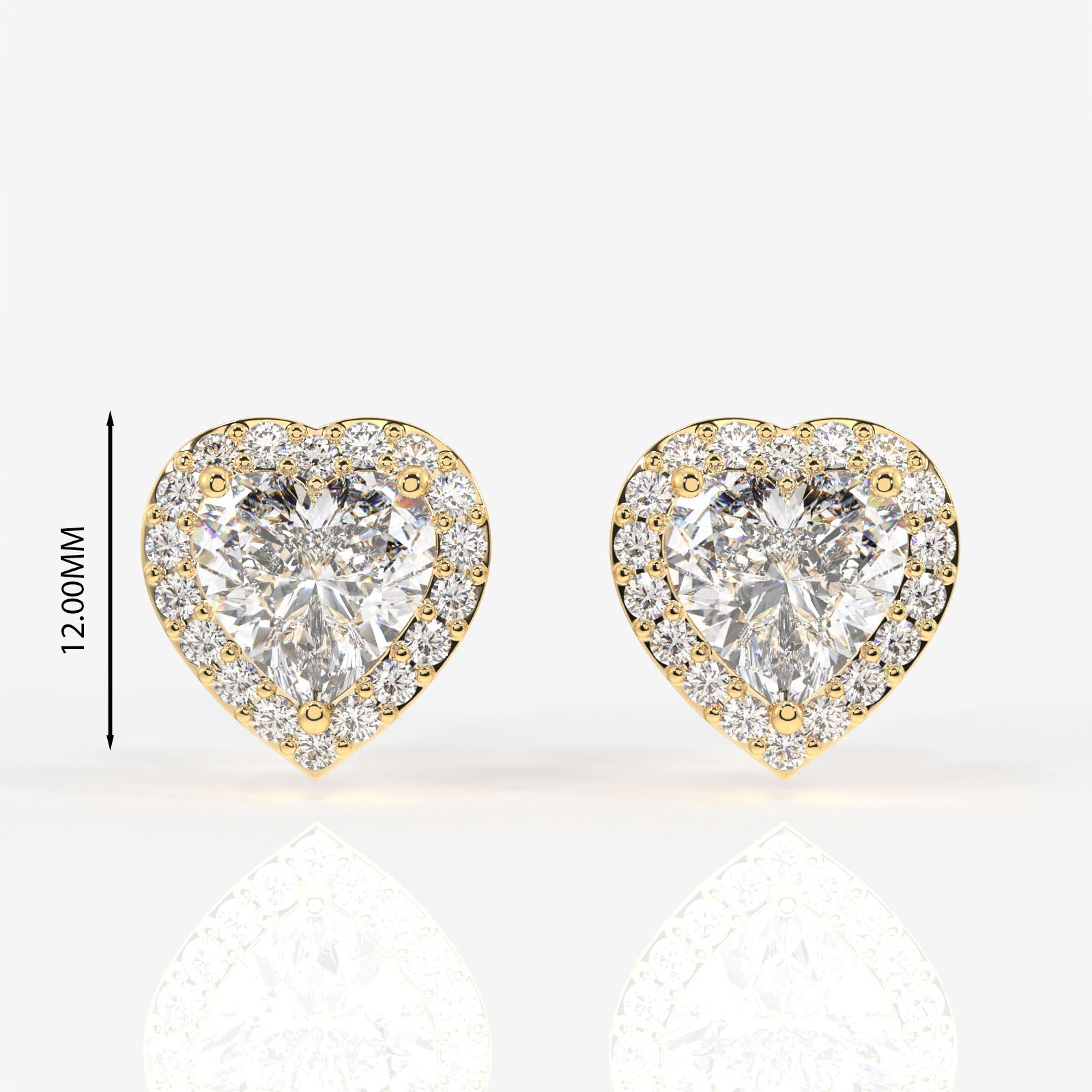 Halo Heart Cut Lab Grown Diamond Stud 14K Gold Earrings
