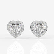 Halo Heart Cut Lab Grown Diamond Stud 14K Gold Earrings