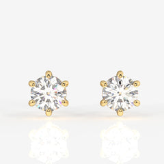 Round Cut Moissanite Diamond Six Prong Stud Sterling Silver Earrings