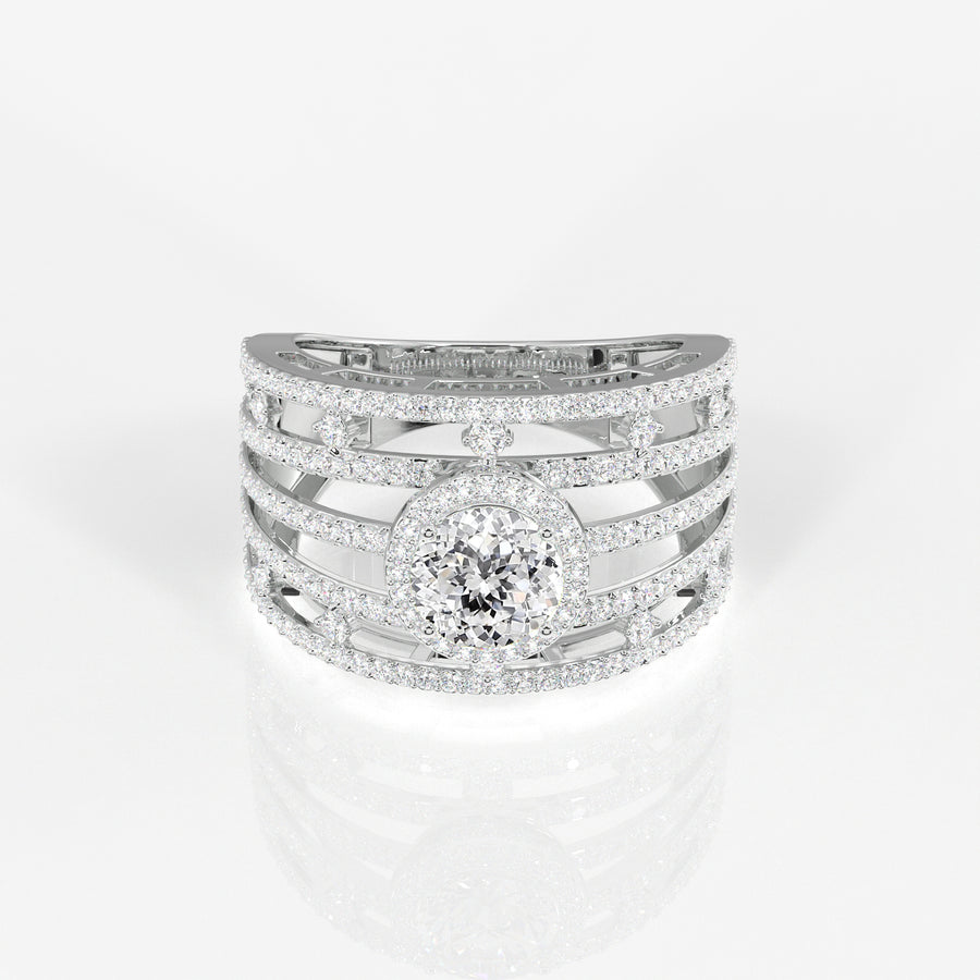 Portuguese Cut Lab Grown Diamond Cocktail 14K Gold Ring