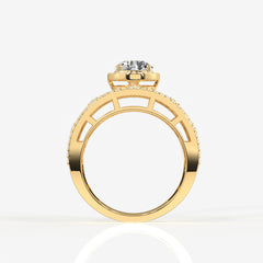 Portuguese Cut Lab Grown Diamond Cocktail 14K Gold Ring