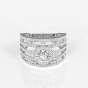 Round Cut Lab Grown Diamond Cocktail 14K Gold Ring