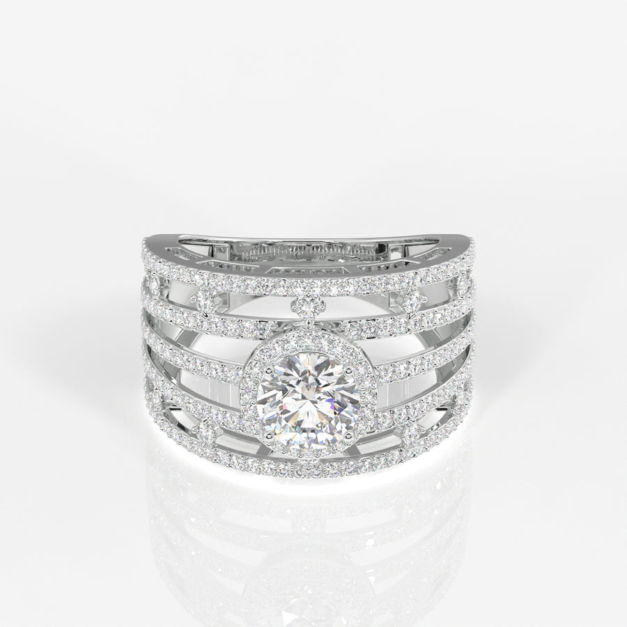 Round Cut Lab Grown Diamond Cocktail 14K Gold Ring