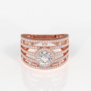 Round Cut Lab Grown Diamond Cocktail 14K Gold Ring