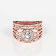 Round Cut Lab Grown Diamond Cocktail 14K Gold Ring