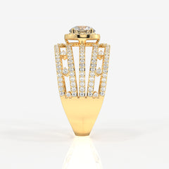 Round Cut Lab Grown Diamond Cocktail 14K Gold Ring