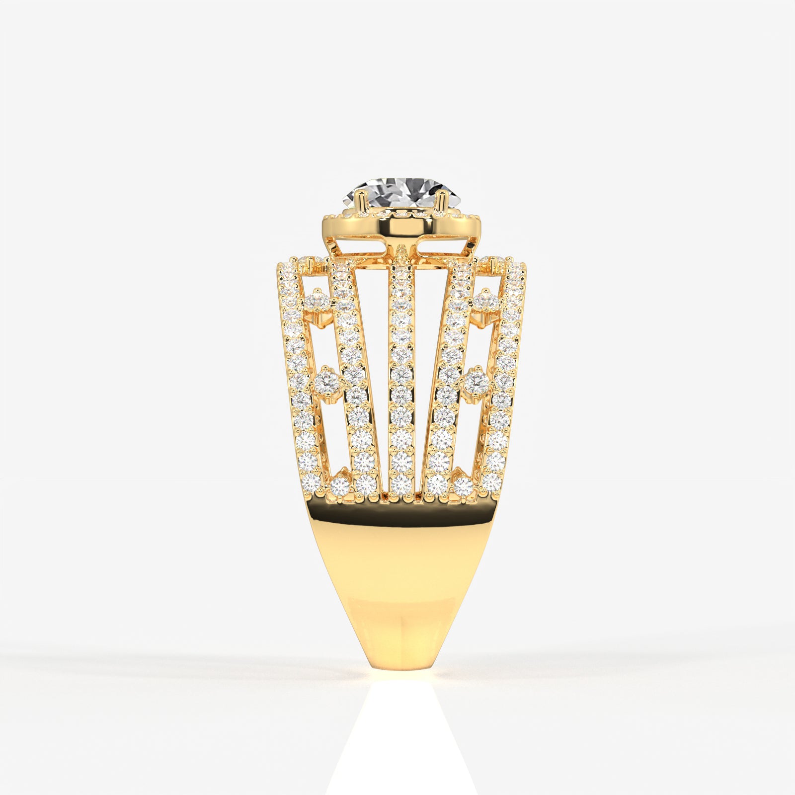Portuguese Cut Lab Grown Diamond Cocktail 14K Gold Ring