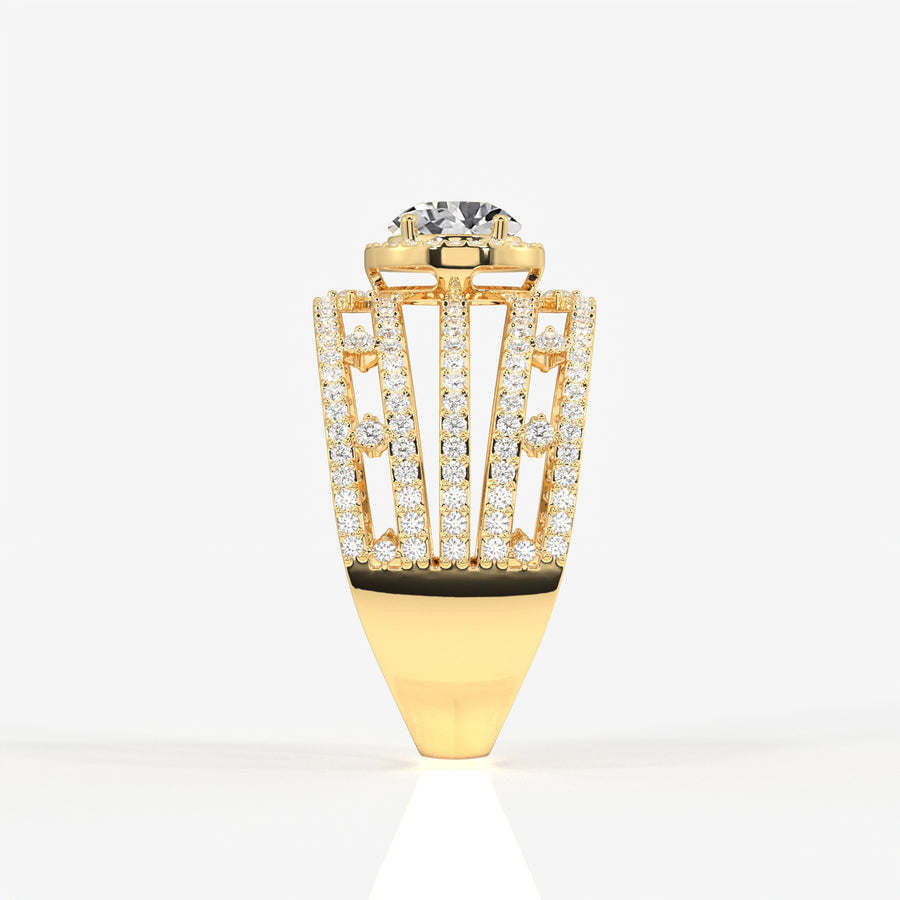 Portuguese Cut Lab Grown Diamond Cocktail 14K Gold Ring