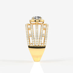 Portuguese Cut Lab Grown Diamond Cocktail 14K Gold Ring