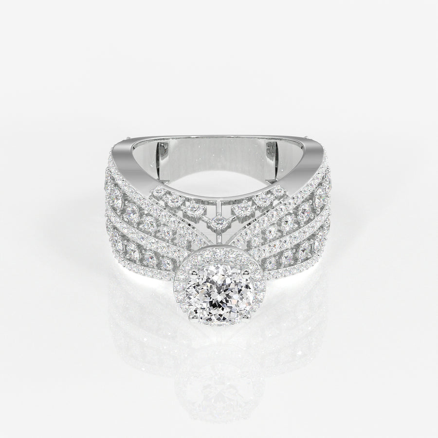 Portuguese  Cut Moissanite Diamond Cocktail 14K Gold Ring