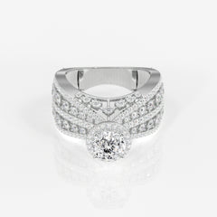 Portuguese Cut Lab Grown Diamond Cocktail 14K Gold Ring