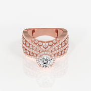 Portuguese  Cut Moissanite Diamond Cocktail 14K Gold Ring